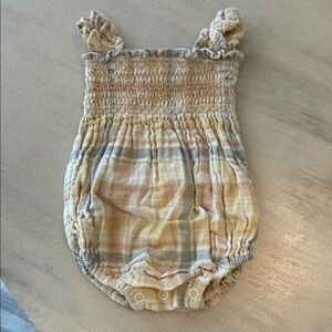 Plaid Baby Romper with Ruffled Straps